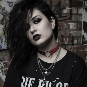 Midnight Black&Red Silver Heart Dual-Tone Faux Leather Choker Size 15 Inch